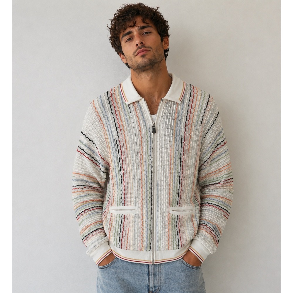 TUNDRA Dizzy Daisy Cardigan Men's L Cotton Blend Long Sleeve Full Zipper NWT
